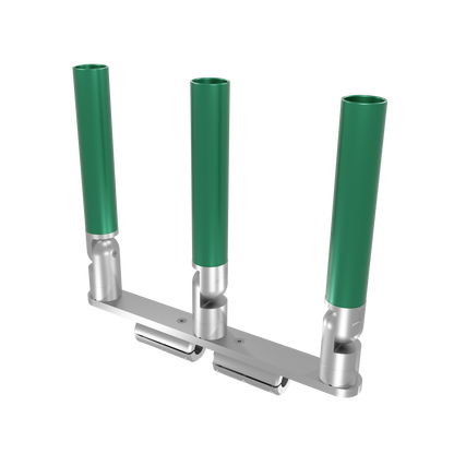 TRIPLE HORIZONTAL TREE ROD HOLDER WITH CLAMSHELL