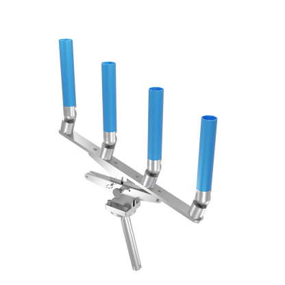 QUAD ARTICULATING TREE ROD HOLDER WITH GIMBAL