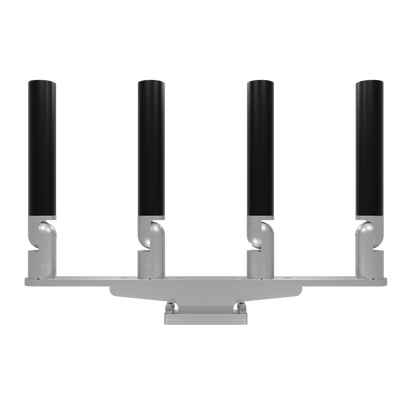 QUAD HORIZONTAL TREE ROD HOLDER WITH SKINNY GUNWALE MOUNT