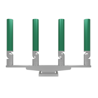 QUAD HORIZONTAL TREE ROD HOLDER WITH SKINNY GUNWALE MOUNT
