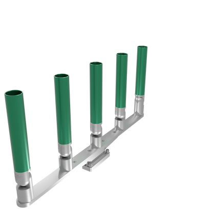 QUINT HORIZONTAL TREE ROD HOLDER WITH SKINNY GUNWALE MOUNT